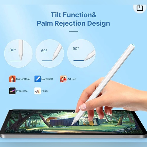 NWT Stylus pen for iPad with magnetic wireless charging and tilt palm rejection - Picture 6 of 6